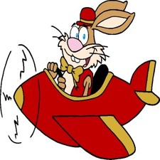 30 Custom Easter Bunny in Red Plane Personalized Address Labels