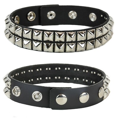 Double Pyramid Studded Leather Armband Armlet Party Queen Cosplay Choker