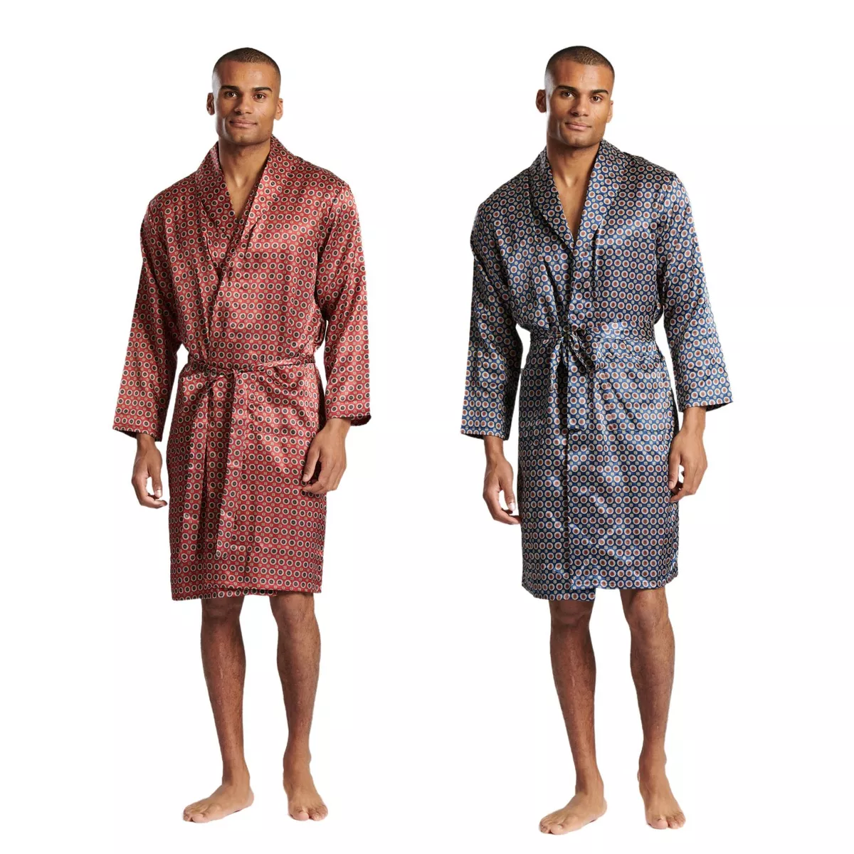 Burgundy satin top dressing gown