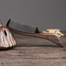 Black Buffalo Horn Hair Comb Massage Brush Anti Static Wood Comb