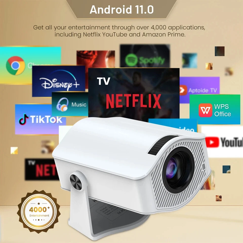 Projector Home Cinema Outdoor Projetor HM400pro VS HY300 PRO 4K Android 11 - Image 3 of 4