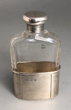 Edwardian Silver & Glass Hip Flask Asprey & Co London 1910 ABLZX