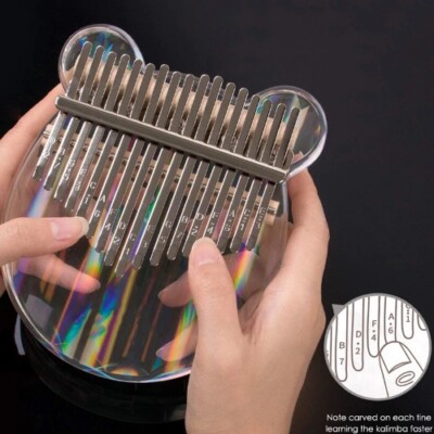 Kalimba 17 Keys Rainbow Acrylic Thumb Piano Starter  ClearFinger Piano with Case
