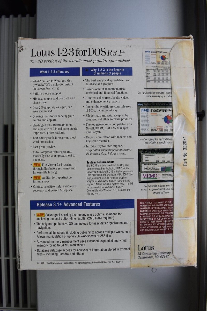 Lotus 123 for DOS Release 3.1+ | eBay
