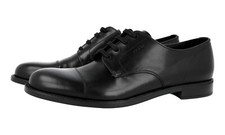 PRADA Leather Derby Cap Toe Dress Shoes - 2EC103 - Black - NEW -  US 12 EU 45