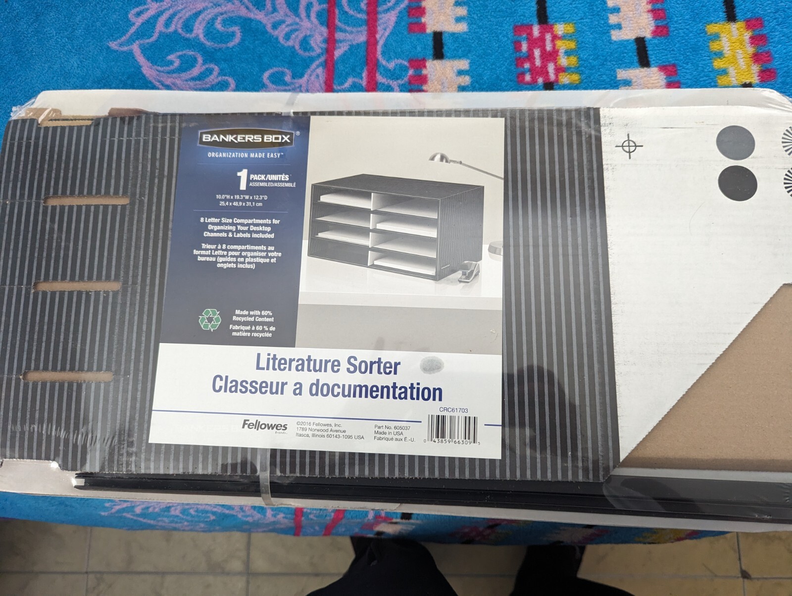 Bankers Box Literature Sorter, 10 1/4" x 19 1/2" x 12 3/8", Black/Gray