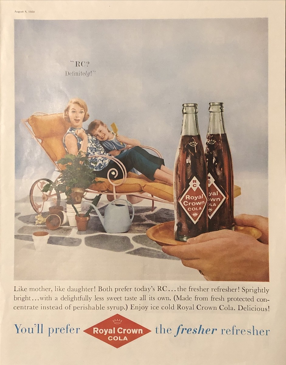 1959 RC Royal Crown Cola VTG 1950s 50s PRINT AD Mom Daughter