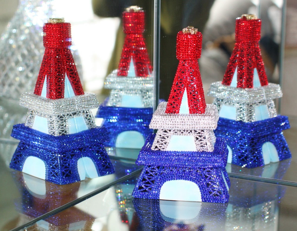 Timmy Woods Beverly Hills Eiffel Tower Bag French Flag SWAROVSKI