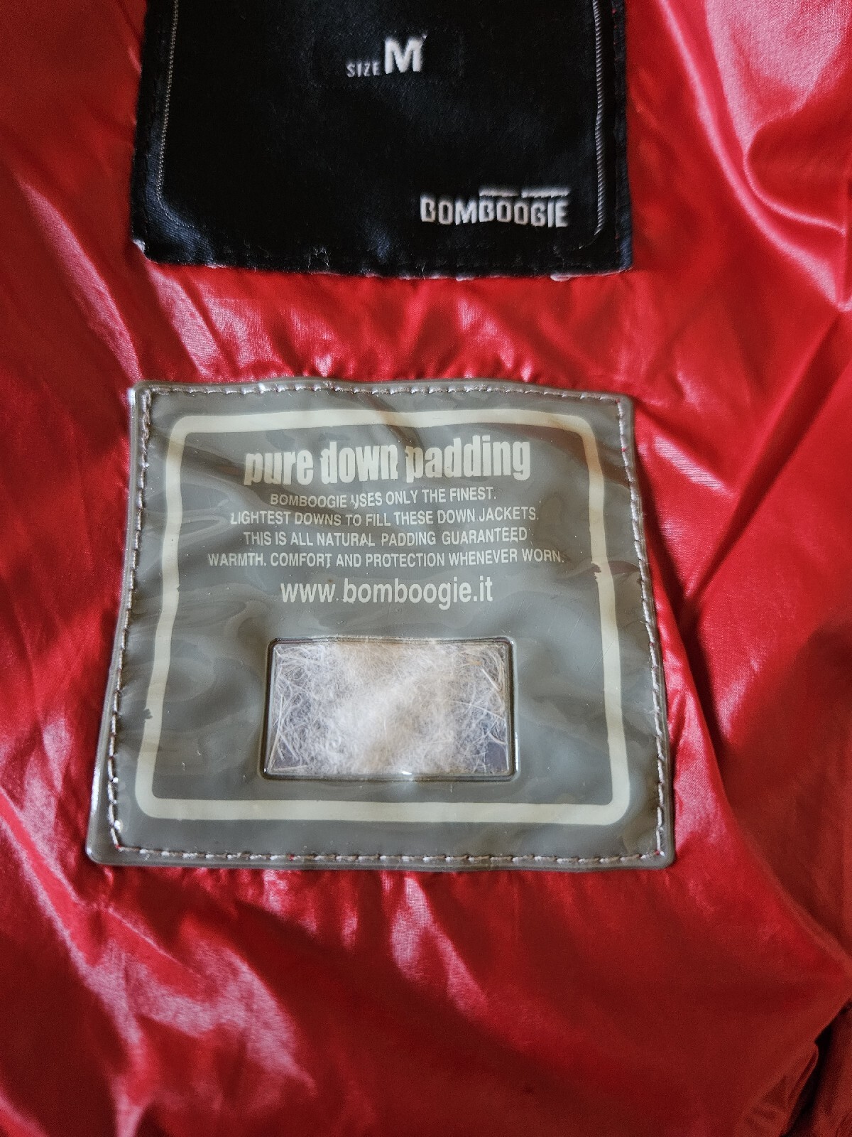 BOMBOOGIE Red Down Jacket Size M - image 6