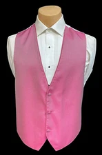 Men's Bubblegum Pink Tuxedo Vest Cruise Formal Wedding Party Groom Prom Large L 