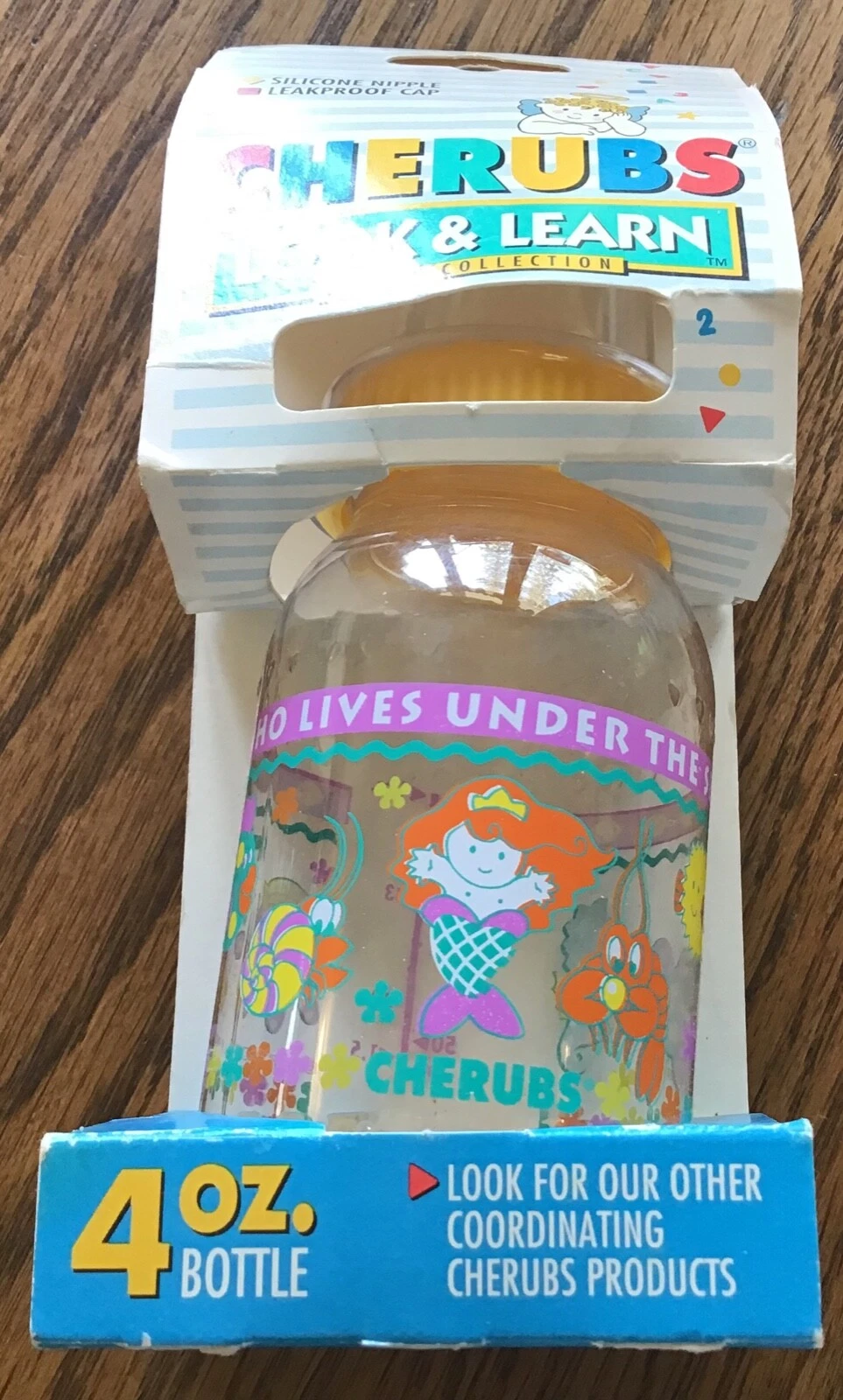 Vtg 1993 Playtex Cherubs~Mermaid Sea~ Decorated Baby Bottle 4oz New Rare
