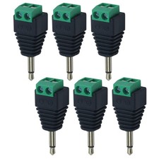 Antrader 3.5mm Male to 2-Screw Terminal Female Connector, 6pcs
