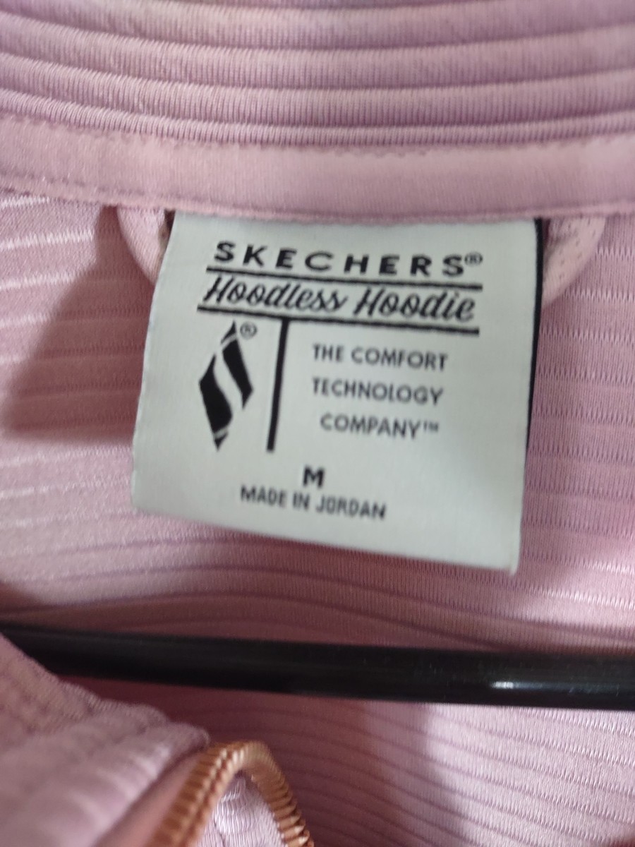 Skechers Hoodless Hoodie, Women's M, Ribbed, Dusty Rose, Front Zip, Pockets View 3