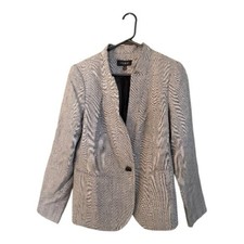 Talbots Gray Wool Blend Herringbone Single-Button Blazer 10