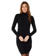 bobi Los Angeles Womens' Shirred Turtleneck Dress - Black