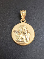 14k Yellow Gold Michael Anthony My Guardian Angel Protect Me Cherub Pendant 0.9g