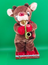 Light-Up Animated Rudolph The Red Nose Reindeer Saxophone Christmas New TESTED