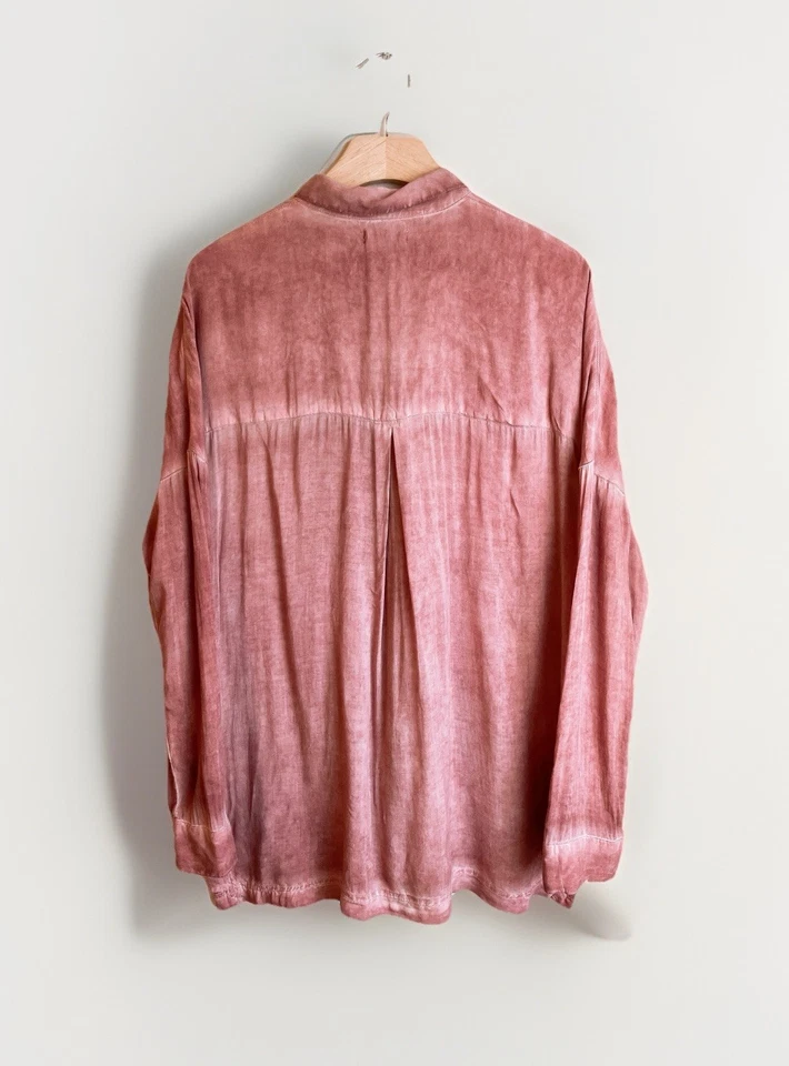 Camisa abotonada Silence + Noise para mujer bohemia lavada rosa terracota M Foto 4 de 4