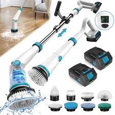 1500RPM Electric Spin Scrubber 8 Brush Heads for Cleaning Shower with Long