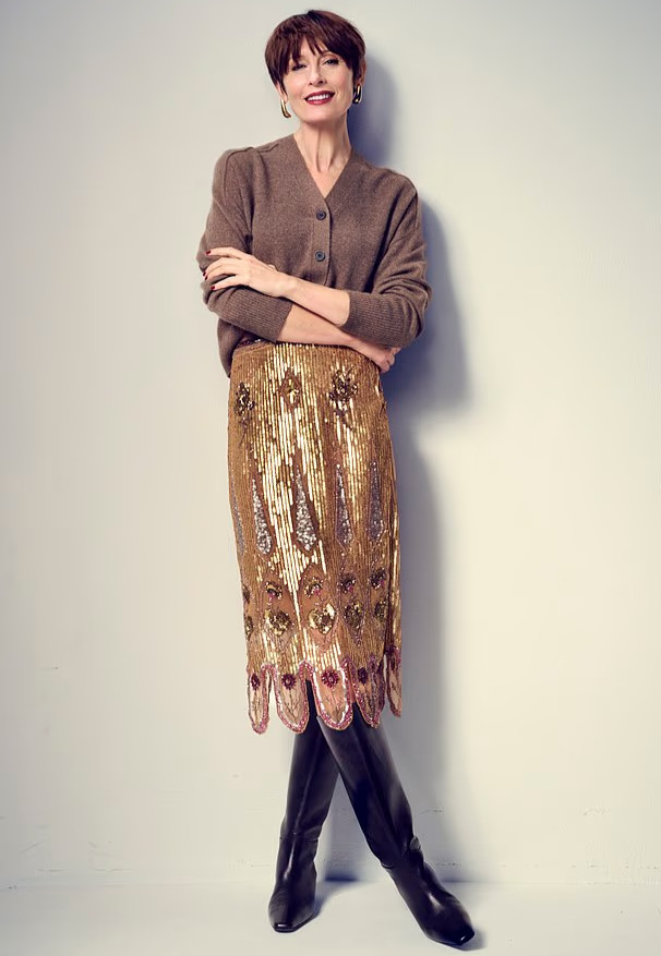 Zara Embroidered Skirt ZW Collection Limited Edition Gold Size S 7521/616 New