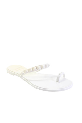 Carmen Sol Womens Studded Strap Detail Sandals White Size 7