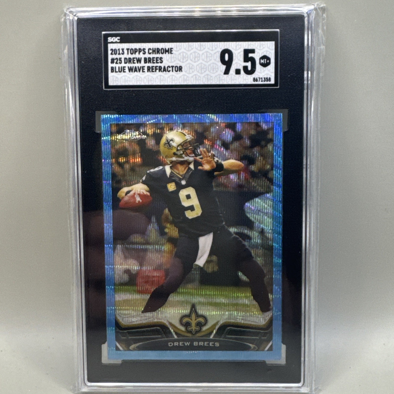 2013 Topps Chrome Drew Brees Blue Wave Refractor #25 Saints HOF SGC 9.5