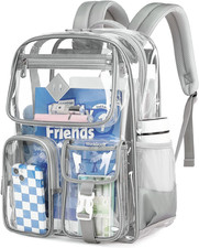 Clear Backpack for School,Heavy Duty PVC Transparent Bookbag for Girls Stadium A