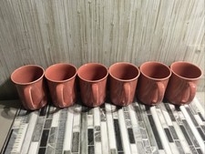 Set - 6 Vintage Corning Ware Rose Coral Pink Salmon Coffee Cups Mugs Corelle USA