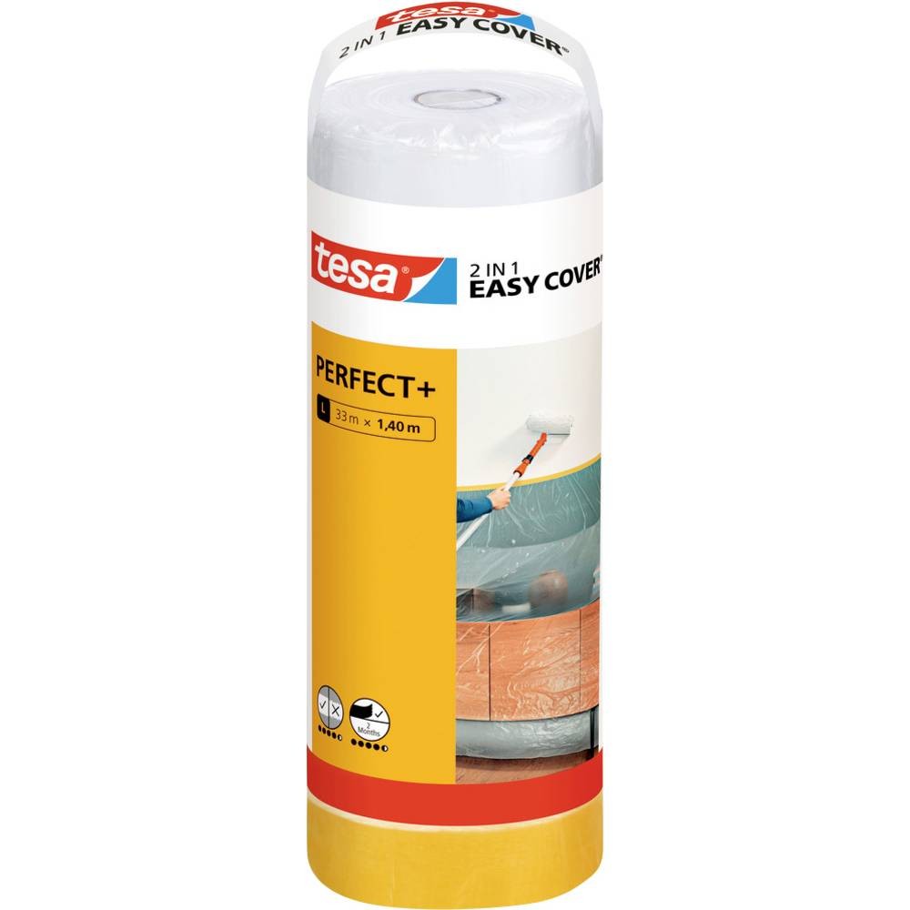 Film de masquage tesa Easy Cover Perfect+ transparent avec ruban adhésif pour bordures impeccables