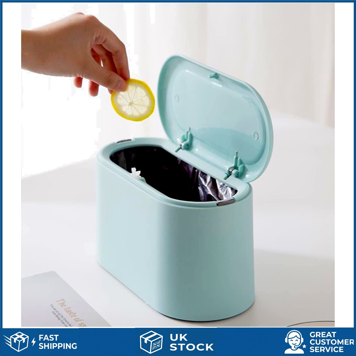 Removable Liner Mini Trash Can - Stylish Small Garbage Bin for Desktop & Kitchen