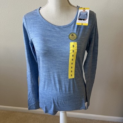 NWT  Women's Segments Merino Wool Long Sleeve Base Layer Top Tee Small Blue 