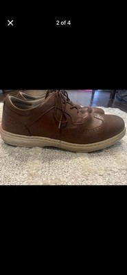 Orthofeet Men s 14wide Brown Leather Wingtip Oxford Lace-Up Rubber Sole