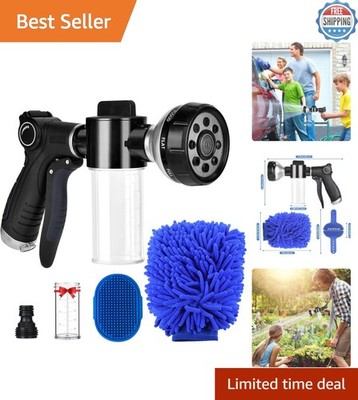 Durable Rubber 8-Way Hose Nozzle - Ideal for Watering, Cleaning & Showering Pets