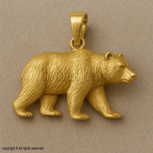 Authentic Gold Plated Sterling Silver Bear Pendant Necklace: Wildlife Jewelry