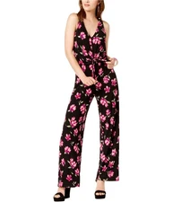 I.N.C Womens Tie Front Jumpsuit, Black, X-Large