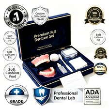 premium Silicone Dentures kit Upper Lower False Teeth Set Instant Smile too