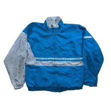 Vintage Puma Track Jacket Sz M Teal  Grey Colorblock Windbreaker Retro 90s 80s