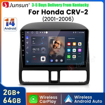 4Core 2+64G Android14 Carplay Stereo Radio GPS Navi WIFI For Honda CRV 2001-2006