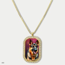 New Cute German Shepherd Dog Breed Fashion Pendant Necklace Chain Printed Dog Ta