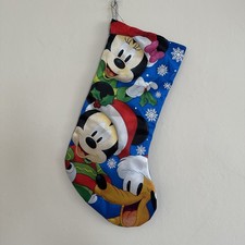 Disney Christmas Stocking Mickey Mouse Minnie Mouse  Pluto Satin Kurt Adler