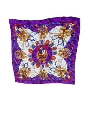 Felix Buhler Silk Scarf L34xW34  Purple Coat Arms Heraldic Renaissance
