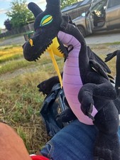 Vintage Disney 18" MALEFICENT DRAGON PLUSH - Sleeping Beauty Black Purple