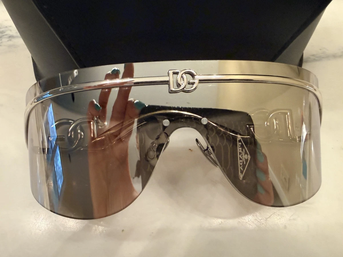 NEW Dolce Gabbana DG2320 Silver Mirror Shield Sunglasses $646 DG2320 Sunglasses - Dolce & Gabbana Authorized Retailer  main image 3