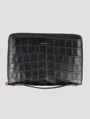 NEW KITON BLACK LEATHER CROCODILE DOCUENT HOLDER ONE SIZE KBAZ35