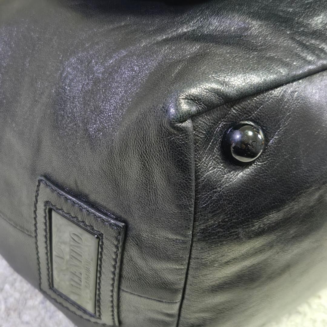 Valentino Garavani Leather Tote Bag 2Way Floral Pattern Black Rare Japan thumbnail 8