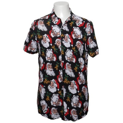 Urban Threads, Kurzarmhemd, Größe: M, Schwarz/Weiß/Rot/Grün, Viskose, Print #t3n