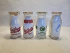 Lot Of 4 Vintage Dairy Half Pint Cream Glass Bottle Humboldt Hellerts Eastmans