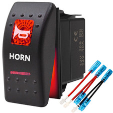 Momentary Horn Button Waterproof Rocker Switch Toggle - On/Off Red LED Light - 1