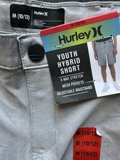 Hurley Youth Hybrid Short, Size M 10/12 Stretch, Adjustable Waist, Wolf Gray