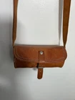 Vintage Handmade Leather Reenactment Belly Box  Cartridge Style  Crossbody EUC
